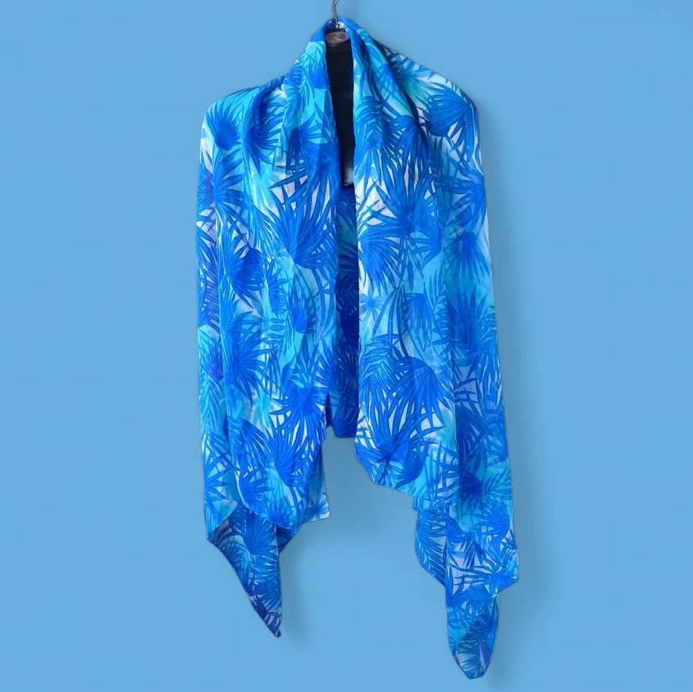 Symphony Designs Blue Tropical Print Wrap Scarf
